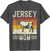 Retro Jersey Gift for Women & Farmer Best Cow Mom Women - Vintage Cattle Jersey T-Shirt - Dark Heather Grey