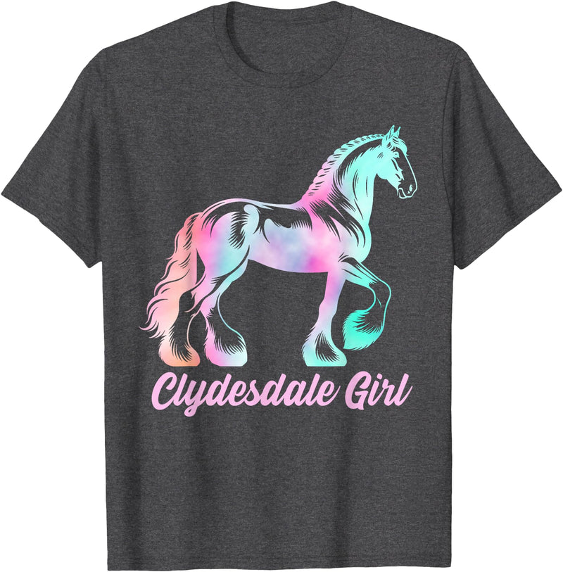 Clydesdale Horse by AKH Clydesdale Horse Girl, Womens Equestrian Clydesdale Horse T-Shirt - Dark Heather Grey