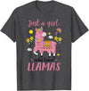 Llama Shirt Kids Girls Toddler Just A Girl Who Loves Llamas T-Shirt - Dark Heather Grey