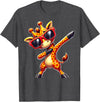 Funny Giraffe Lover Dabbing Giraffe with Sunglasses T-Shirt - Dark Heather Grey