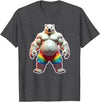 Jay Moe Design "I Love Bears" Fun Gay Pride Vintage Rainbow T-Shirt - Dark Heather Grey