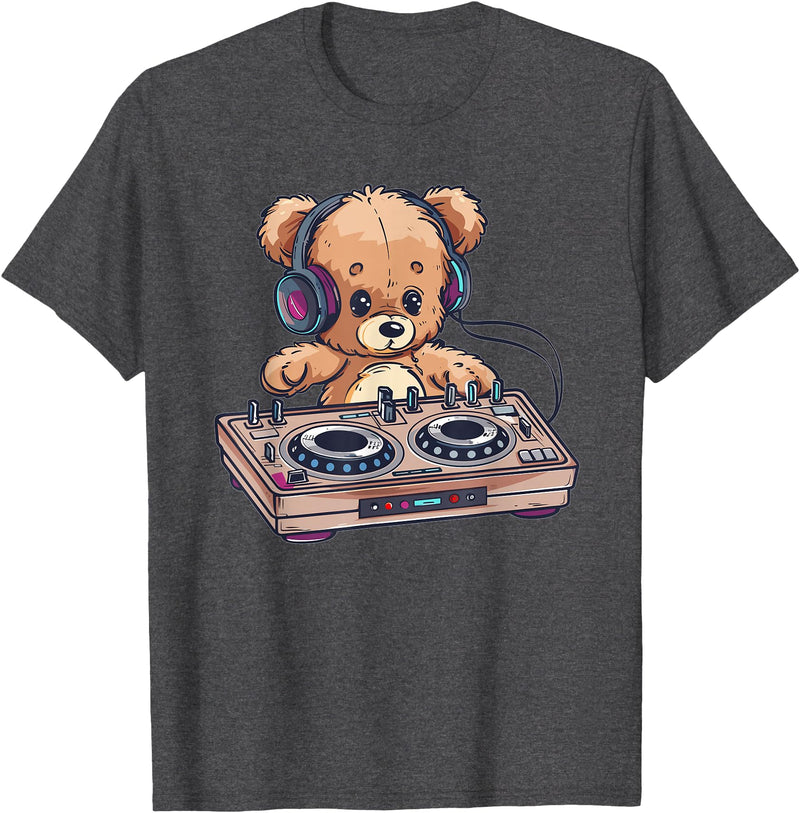 Colorful Teddy Art I Kids Teddy Bear Cute Teddy DJ T-Shirt - Dark Heather Grey