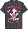 Cute Cow Lover Cow Just A Girl Who Loves Cows T-Shirt - Dark Heather Grey