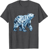 Arctic Polar Bear Mountain Waterfall Nature Arctic Polar Bear Forest Waterfall Landscape T-Shirt - Dark Heather Grey