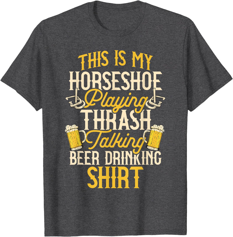 Horseshoes Gift & Throwing Horseshoes Apparel Horseshoe Game Horseshoe Throwing T-Shirt - Dark Heather Grey