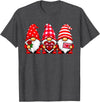 Three Gnome Crew Family Outfit Gnomes Love Valentine's Day Buffalo Leopard Heart Women Men T-Shirt - Dark Heather Grey