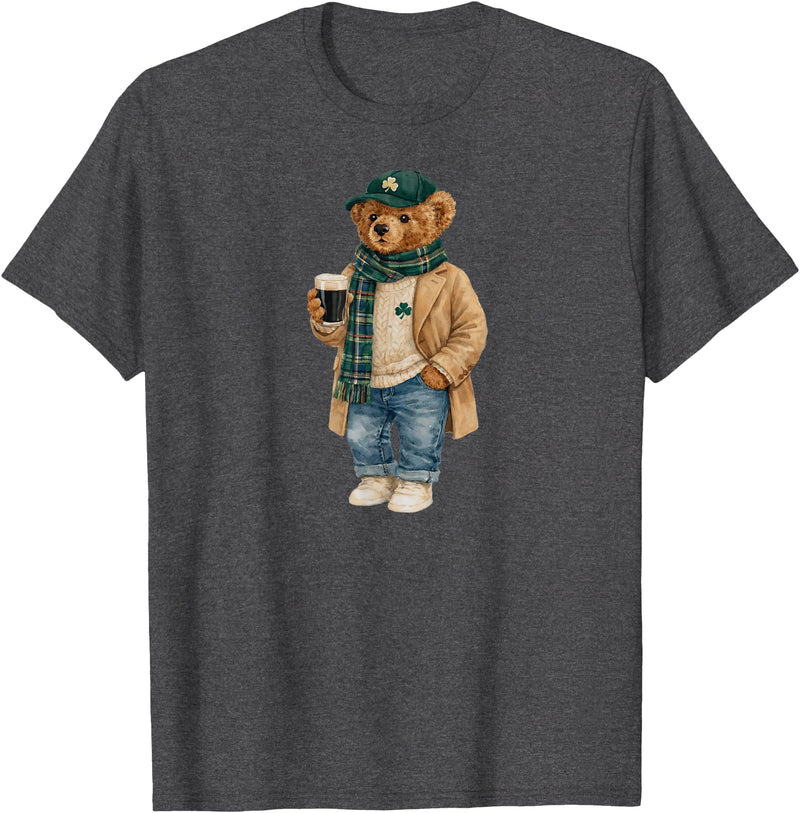 Lucky Teddy Bear St Patricks Day Irish t -shir t Lucky Teddy Bear St Patricks Day Irish T-Shirt - Dark Heather Grey