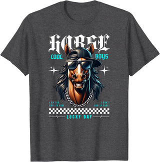 United Labels Horse - Lucky Days Streetwear Cool T-Shirt - Dark Heather Grey