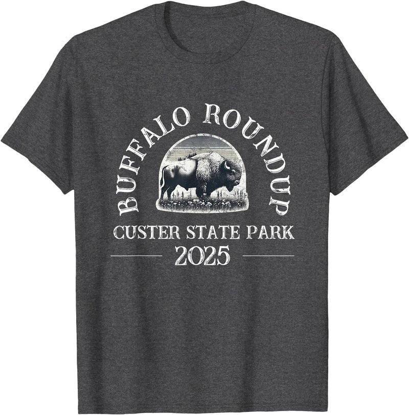 Southridge Design 2025 Custer State Park Buffalo Roundup - Distressed T-Shirt - Dark Heather Grey