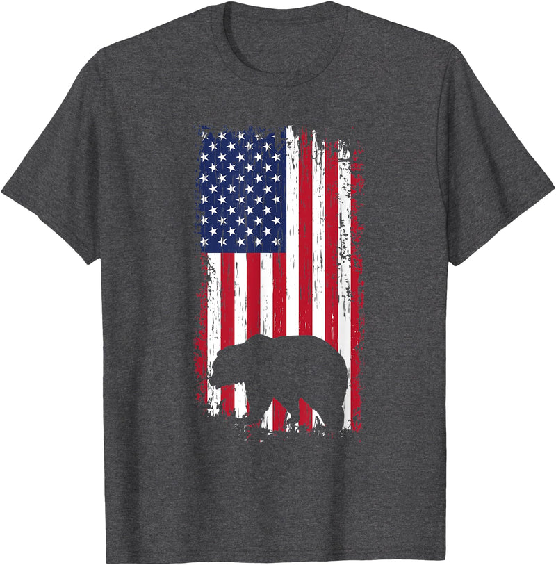 American Flag bear hunting gift idea Bear Hunting American USA Flag gift T-Shirt for Women Men - Dark Heather Grey
