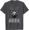 Bear With Antlers Drinker Party Deer Beer Beer Bear Deer Grizzly Bear With Antlers Beer T-Shirt - Dark Heather Grey