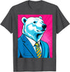 Pop Art Graphic Designs Co. Pop Art Polar Bear in Business Suit T-Shirt - Dark Heather Grey