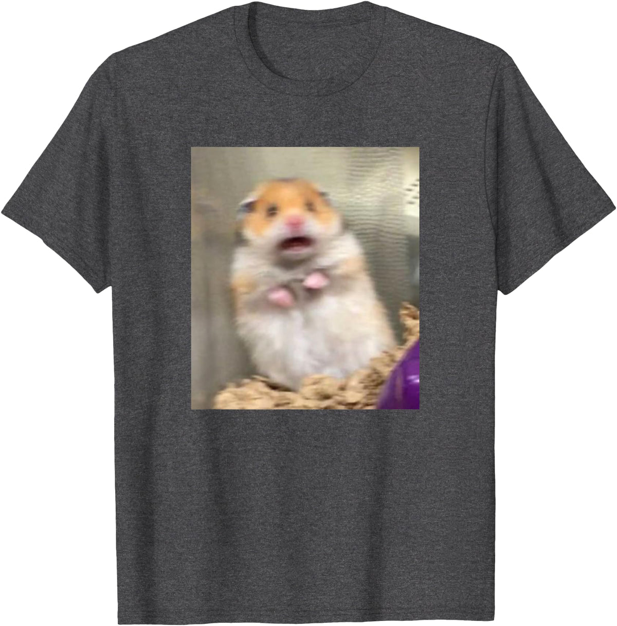 Scared Hamster Meme Funny Pet Owner Dank Trendy T-Shirt - Dark Heather Grey