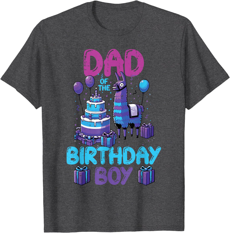 Birthday Party Shirts For Men Women Kids Dad of Birthday Boy Llama Pinata Party Family Matching Men T-Shirt - Dark Heather Grey