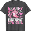 Pink Western Cowgirl Bday Party Family Matching Granny Of The Birthday Cow-Girl Rodeo Cowgirl Bday T-Shirt - Dark Heather