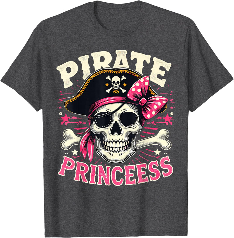 Halloween Matching Family Pirate Funny Pirate Princess Girl Halloween Costume T-Shirt - Dark Heather Grey