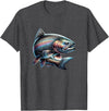 Steelhead Fishing - Unisex Adults & Kids Fishing T-Shirt - Black - Small - Short Sleeve - Cotton & Polyester - Modern Fish Graphic - Crew Neck - Regular Fit - Pull On - Imported - Dark Heather Grey