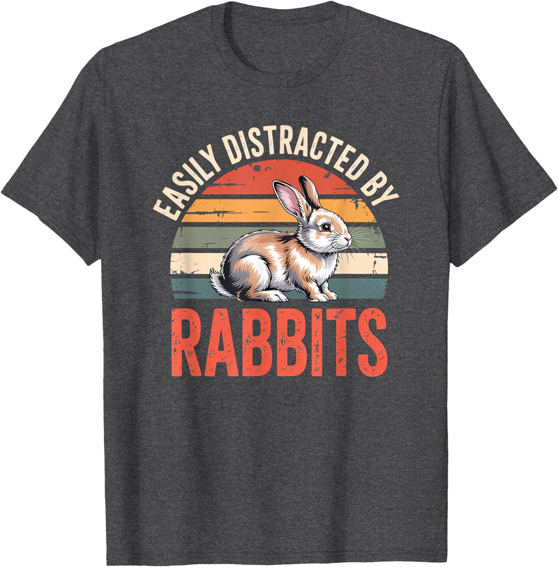 Cute Rabbit Lover Bunny Graphic T-Shirt in Dark Heather Grey