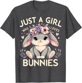 Just a Girl Who Loves Bunnies T-Shirt in Dark Heather Grey