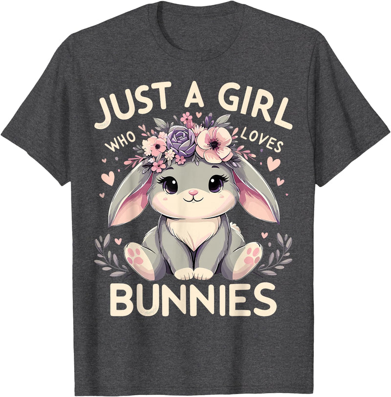 Just a Girl Who Loves Bunnies T-Shirt in Dark Heather Grey