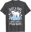 Polar Bear Love Designs Clothing & Co. Just A Girl Who Loves Polar Bears Cute Bear Lover Animal T-Shirt - Dark Heather Grey