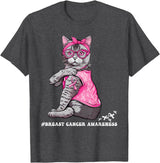 Nad-In October We Wear Pink Funny Cat Pink Ribbon In October We Wear Pink Breast Cancer T-Shirt