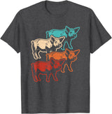 BALARI Retro Pig Vintage Pig Lover Farmer Men Women T-Shirt - Dark Heather Grey