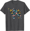 Animal Hog Floral Silhouette Pig Lover Floral Piglet Silhouette Womens Girls Graphic Pig T-Shirt - Dark Heather Grey