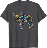 Animal Hog Floral Silhouette Pig Lover Floral Piglet Silhouette Womens Girls Graphic Pig T-Shirt - Dark Heather Grey