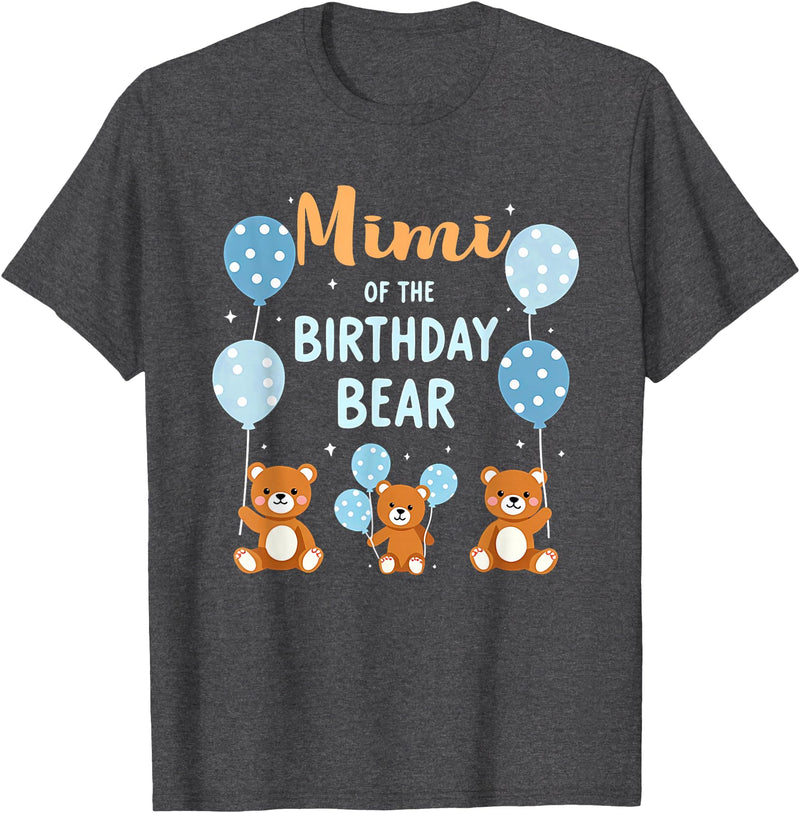 Balloons Birthday Party Matching Family Tee Birthday Bear Grandma Mimi Of The Birthday Boy T-Shirt - Dark Heather Grey