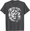 Älion. lion. Kids Unisex Black Lion Graphic Modern V-Neck T-Shirt - Dark Heather Grey