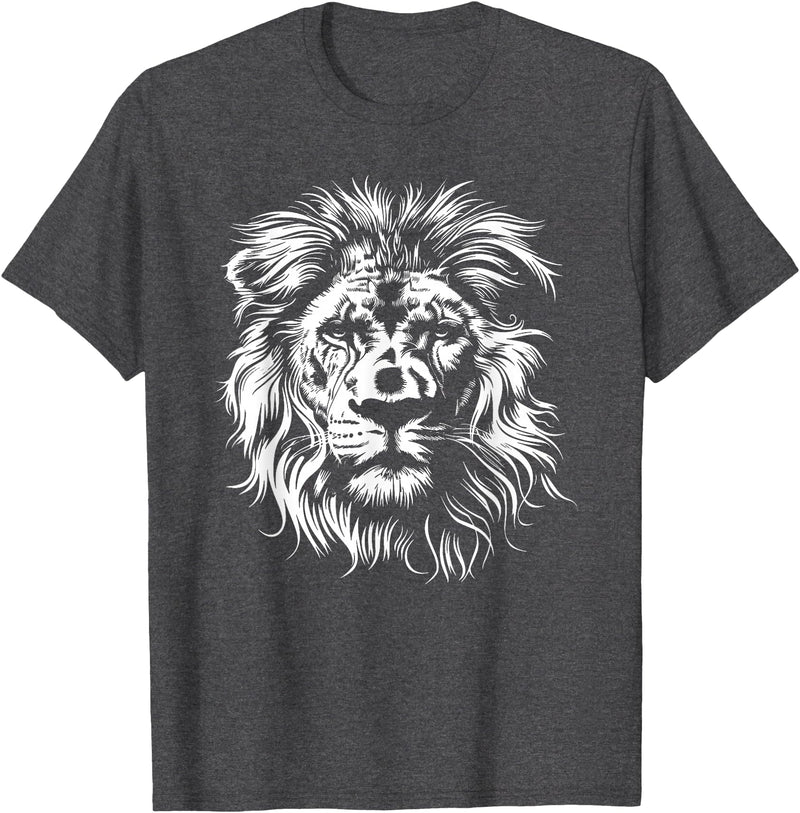 Älion. lion. Kids Unisex Black Lion Graphic Modern V-Neck T-Shirt - Dark Heather Grey