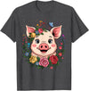 Pig Lover Gift Co. Cute Pig Lover Art for Women Girls Unique Piggy Related T-Shirt - Dark Heather Grey