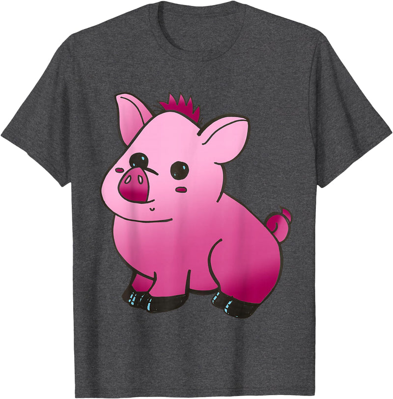 Repugly Hubert the Wobbly Pig T-Shirt - Dark Heather Grey