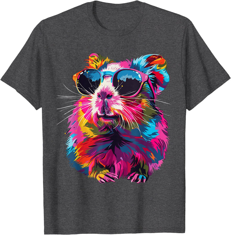 Guinea Pig Lover Designs Sunglasses Guinea Pig Lovers Design Pop Art Funny Guinea Pig T-Shirt - Dark Heather Grey