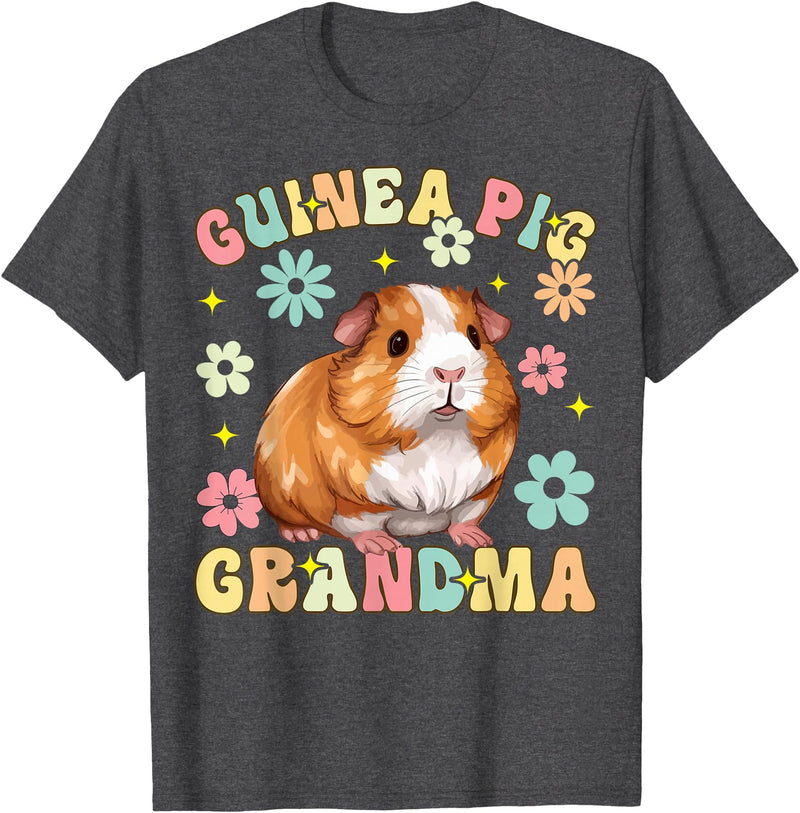 Guinea Pig Rodent Pet Owner Gifts Guinea Pig Grandma Groovy Guinea Pig T-Shirt - Dark Heather Grey
