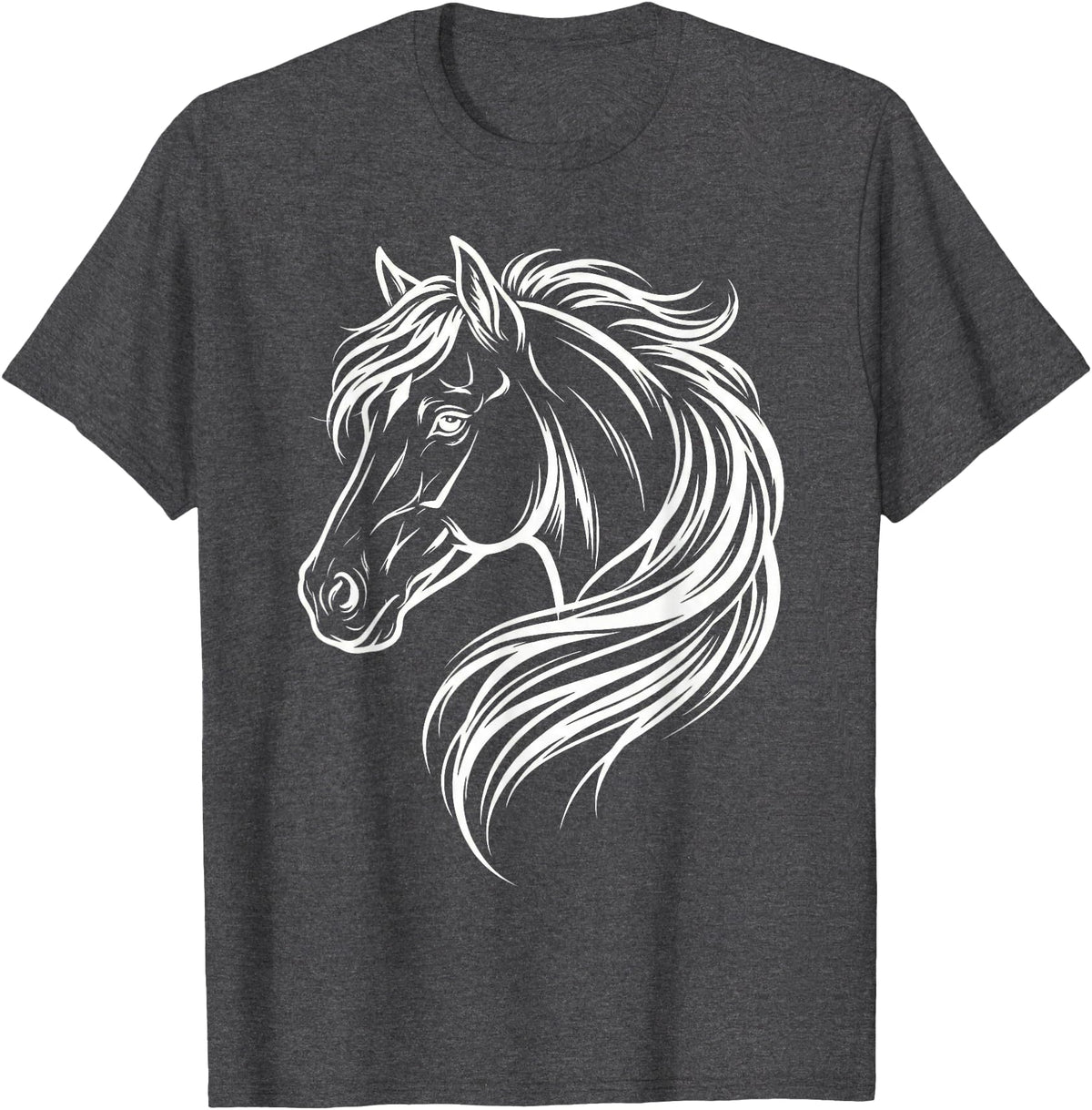 Horse Silhouette Farm Animal Graphic Horses Cute Horse Silhouette Art Equestrian Farm Animal Horse Lover T-Shirt - Dark Heather Grey