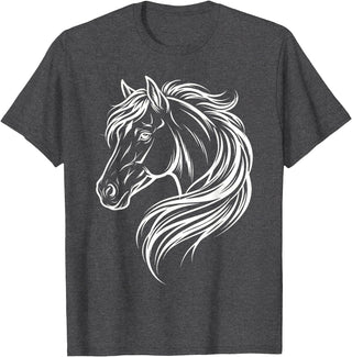 Horse Silhouette Farm Animal Graphic Horses Cute Horse Silhouette Art Equestrian Farm Animal Horse Lover T-Shirt - Dark Heather Grey