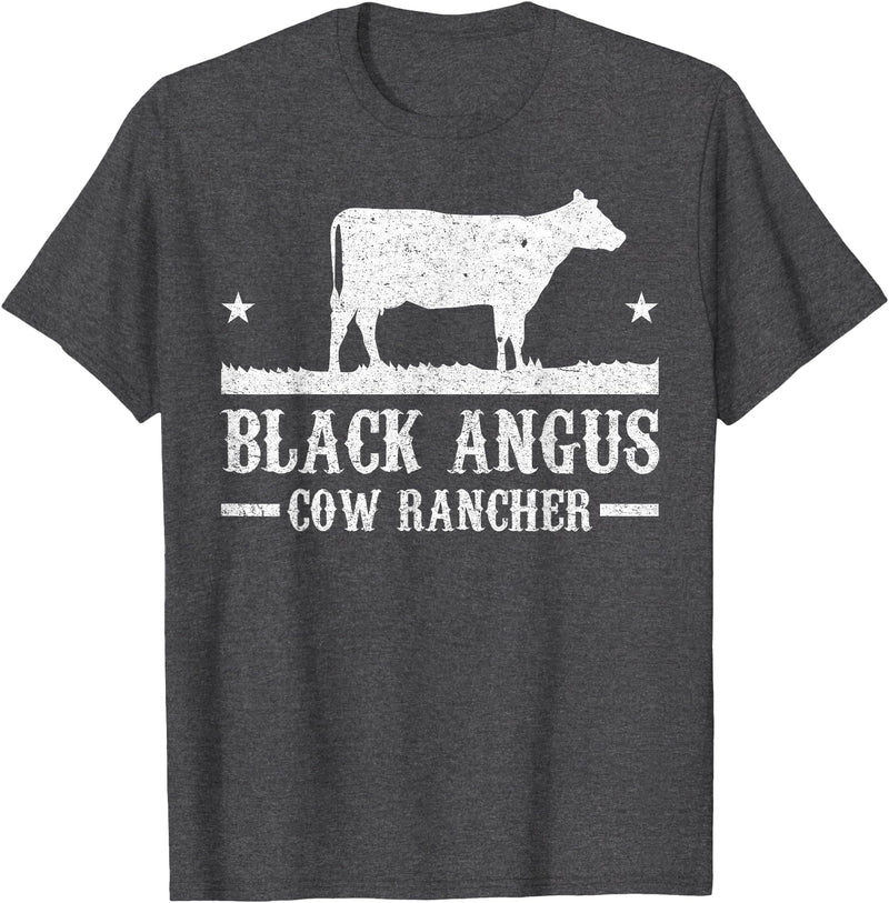 Black Angus Farmer Apparel Black Angus Cow Cattle Rancher Farmer T-Shirt - Dark Heather Grey