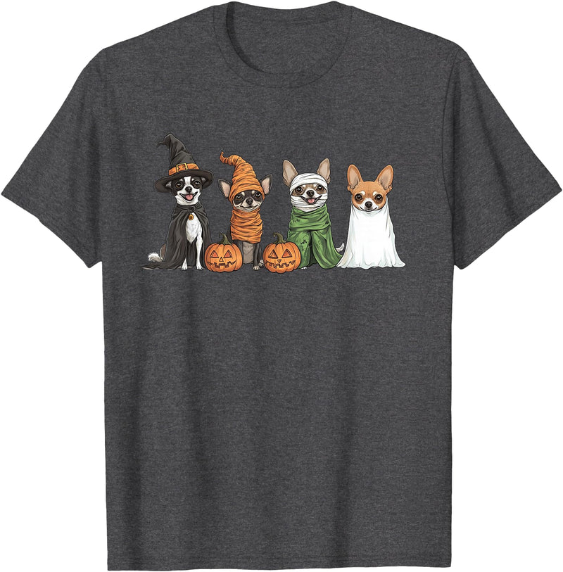 Cute Fall Chihuahua Dog Owner Halloween T-Shirt - Dark Heather Grey