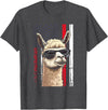 Llama Alpaca Designs Funny Llama US Flag Alpaca America Flag Funny Alpaca T-Shirt - Dark Heather Grey