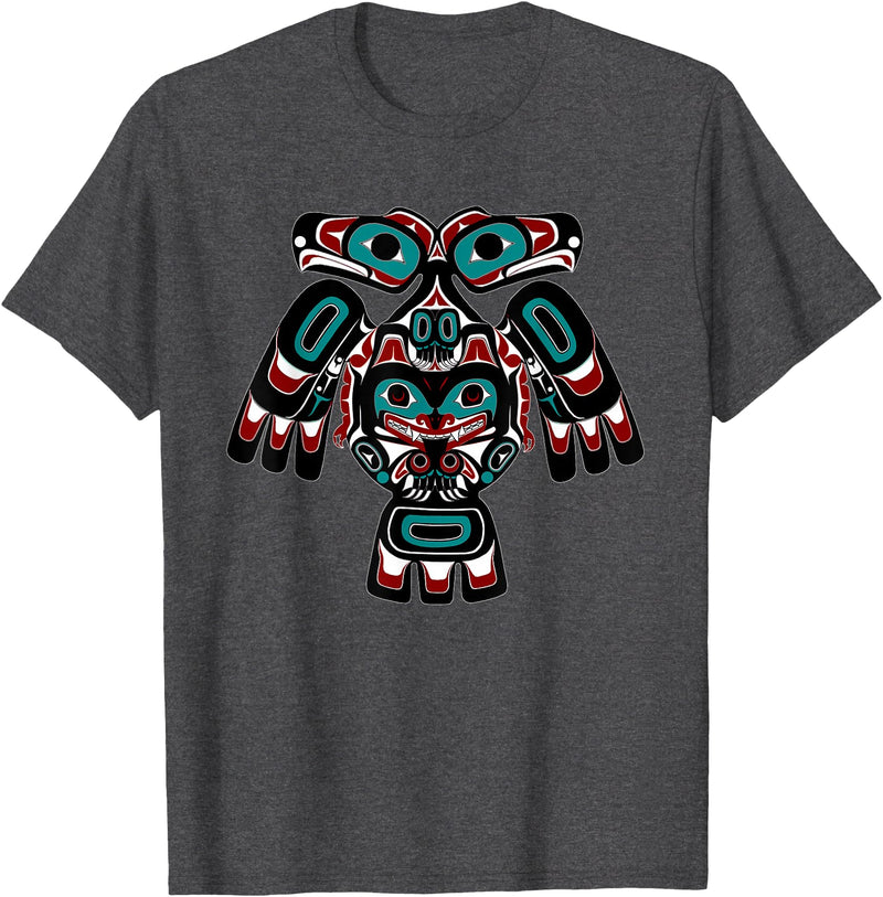 Tribal America Alaska Native American Indian Tlingit Eagle Bear Clan Spirit T-Shirt - Dark Heather Grey