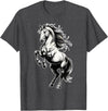 Urban Empyre Shire Horse White Equestrian Rearing T-Shirt - Straight - Dark Heather Grey