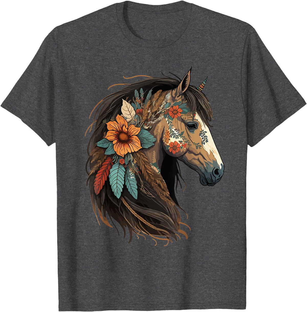 Just a girl who loves horses Co. Equestrian Horse Lover Western Cowgirl Horseback Riding T-Shirt - Dark Heather Grey