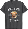 Just A Girl Who Loves Cows Tee Just a Girl Who Loves Cows Funny Cute Cow for Girls Women T-Shirt - Dark Heather Grey