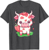 Strawberries Cow Baby Animal Kids Cute Apparel Cow Strawberry Cute Kawaii Pink Pastel Strawberry Milk Farm T-Shirt - Dark