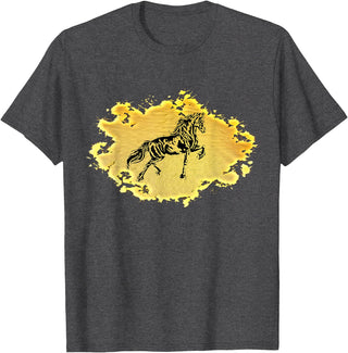 Horses + Girls Women Gift Kids Men Boys Horse Motif T-Shirt - Dark Heather Grey