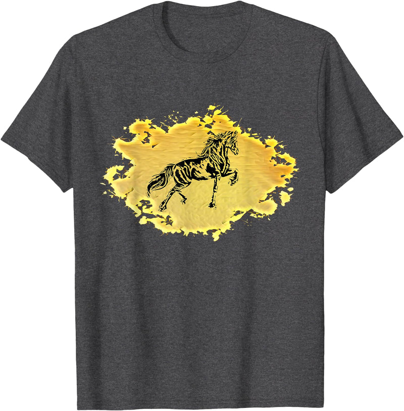 Horses + Girls Women Gift Kids Men Boys Horse Motif T-Shirt - Dark Heather Grey