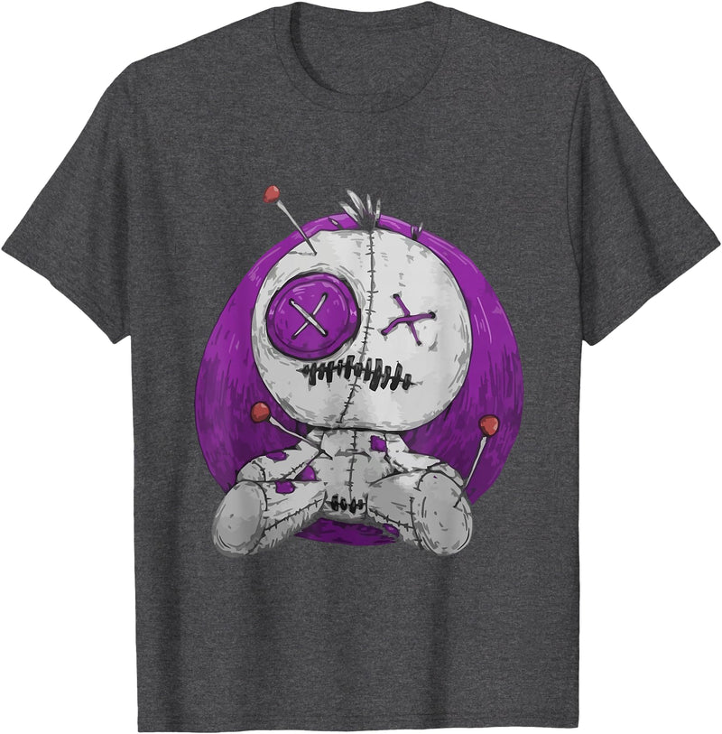 E-Girl Aesthetic Clothes Soft Grunge Clothing Scary Funny Graphic Voodoo Doll Teddy-Bear Halloween Gothic T-Shirt - Dark Heather Grey