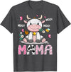 Pink Birthday Girl Party Cow Lover Mama Cute Cow Pink Farm Moo Moo Birthday Girl Matching T-Shirt - Dark Heather Grey